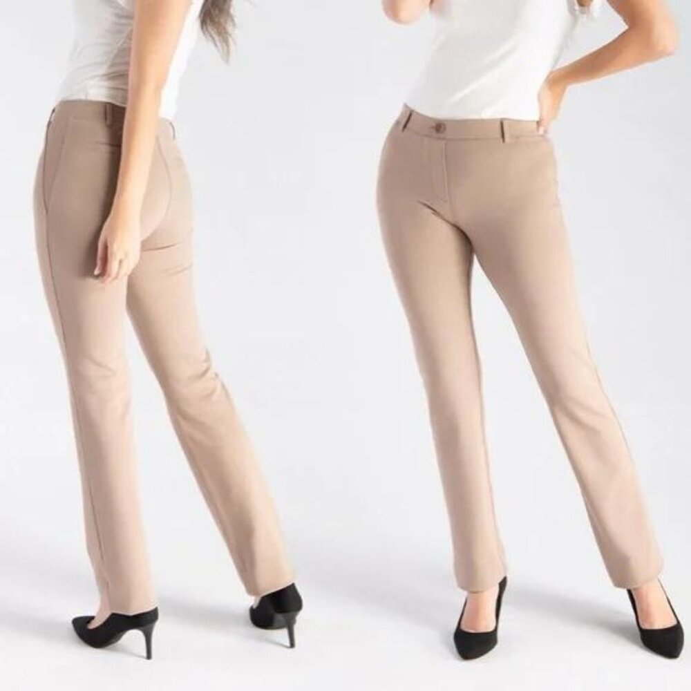 Betabrand Pants Light Brown/Khaki Yoga Career Work NWOT L Petite